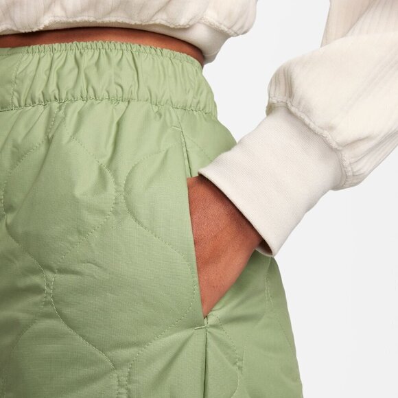 NWT Nike Sportswear Essential Quilted High Waisted Green Wide Leg Pants - Picture 3 of 9